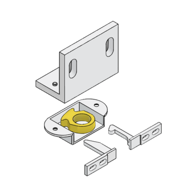 MODULAR SOLUTIONS DOUBLE DOOR CATCH<BR>40MM X 50.8MM X 65MM ANODIZED ALUMINUM STANDARD HARDWARE